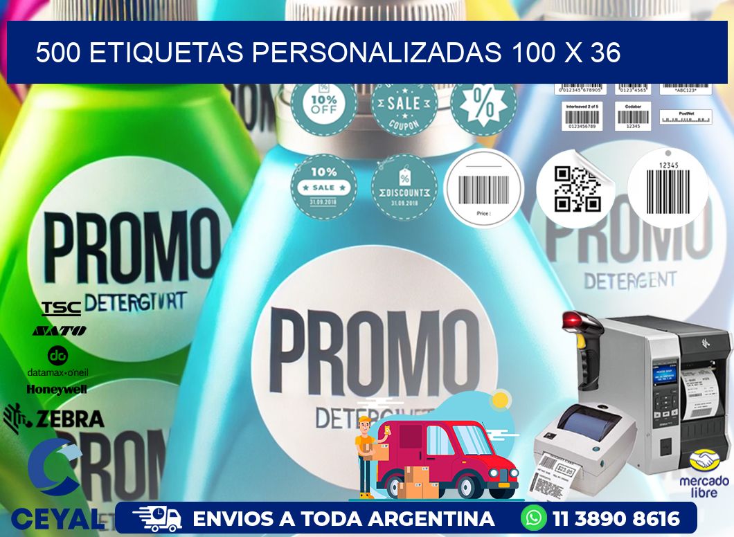 500 ETIQUETAS PERSONALIZADAS 100 x 36