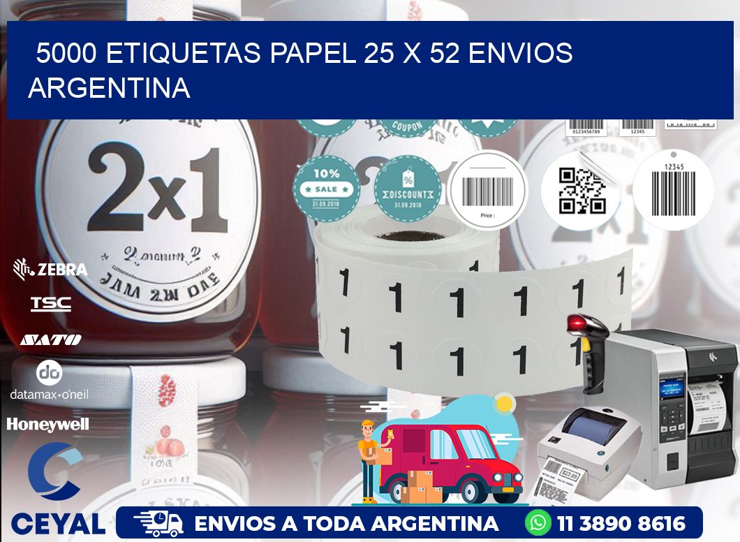 5000 ETIQUETAS PAPEL 25 x 52 ENVIOS ARGENTINA