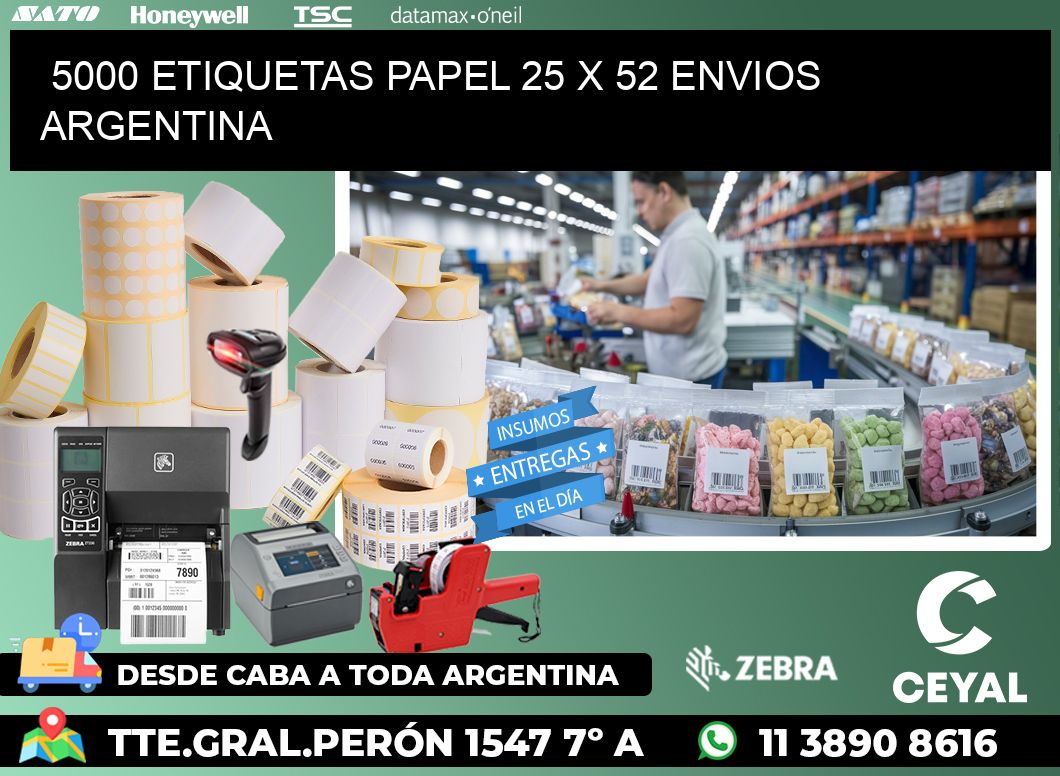 5000 ETIQUETAS PAPEL 25 x 52 ENVIOS ARGENTINA