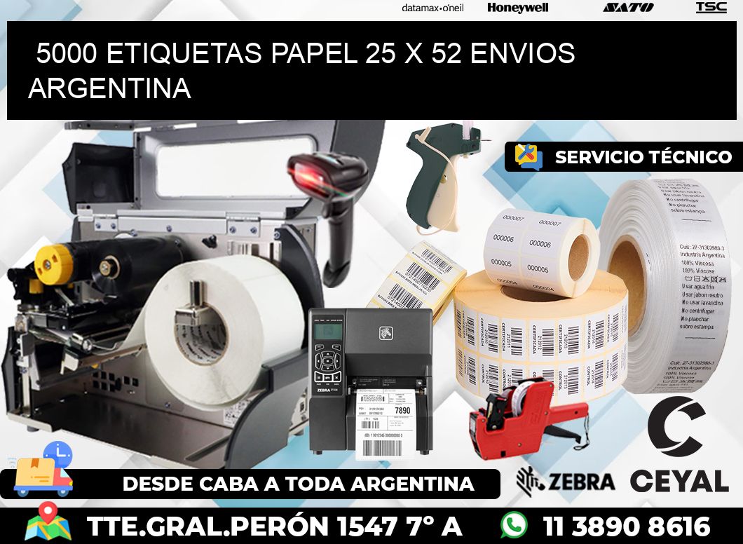 5000 ETIQUETAS PAPEL 25 x 52 ENVIOS ARGENTINA