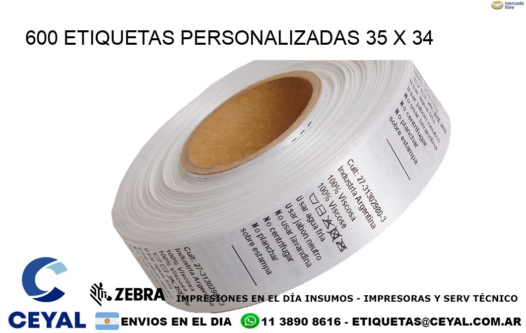 600 ETIQUETAS PERSONALIZADAS 35 x 34