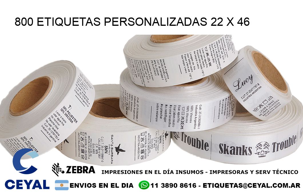 800 ETIQUETAS PERSONALIZADAS 22 x 46