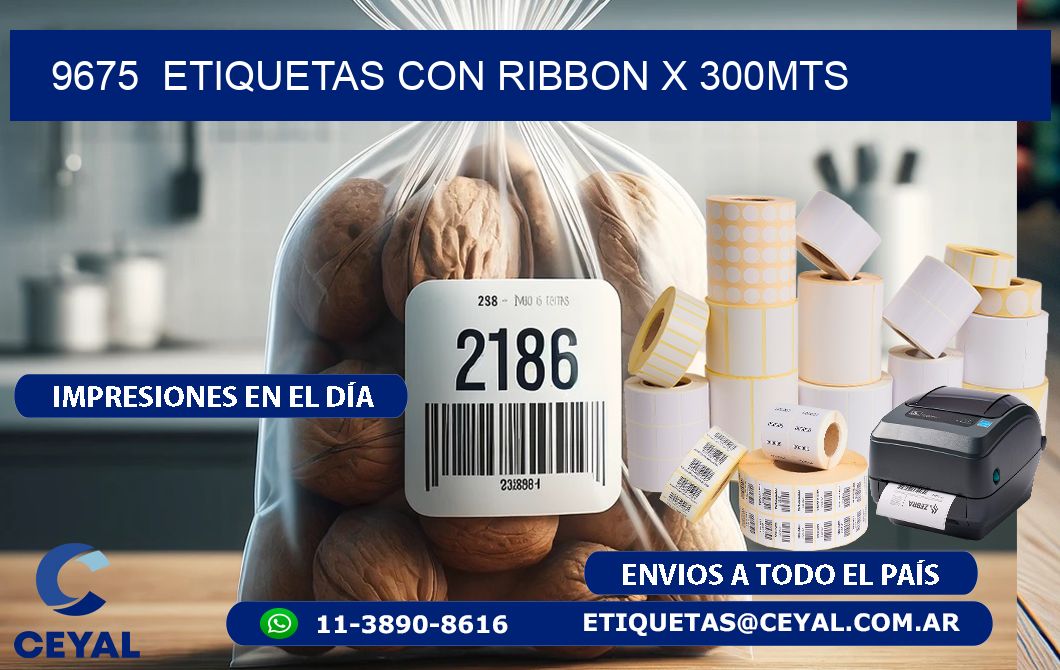 9675  ETIQUETAS CON RIBBON X 300MTS