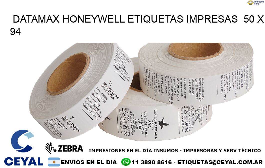 DATAMAX HONEYWELL ETIQUETAS IMPRESAS  50 x 94