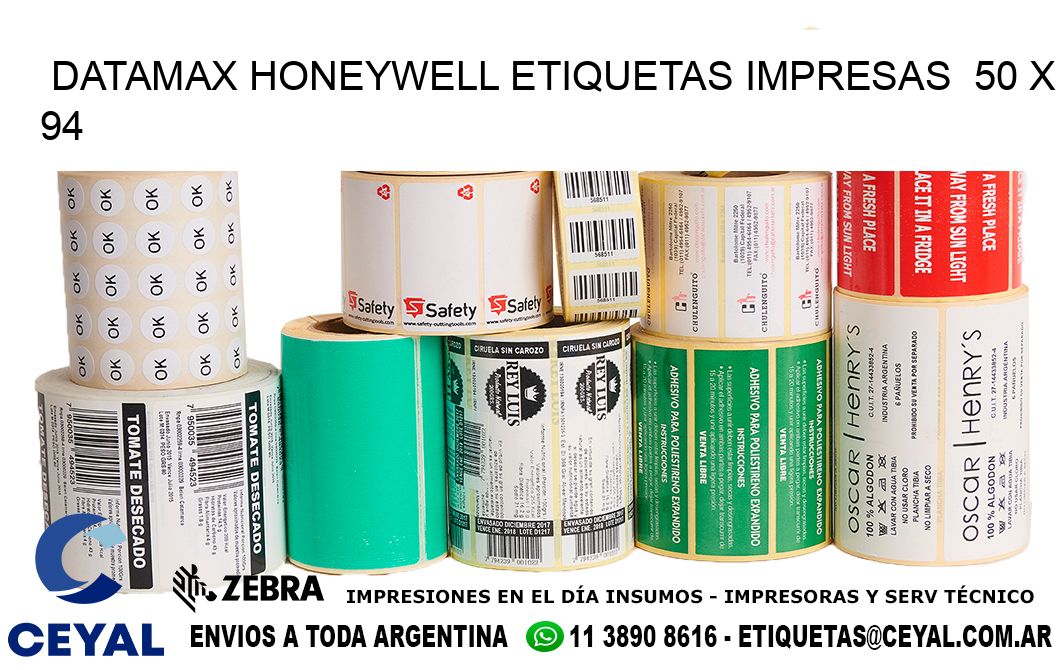 DATAMAX HONEYWELL ETIQUETAS IMPRESAS  50 x 94