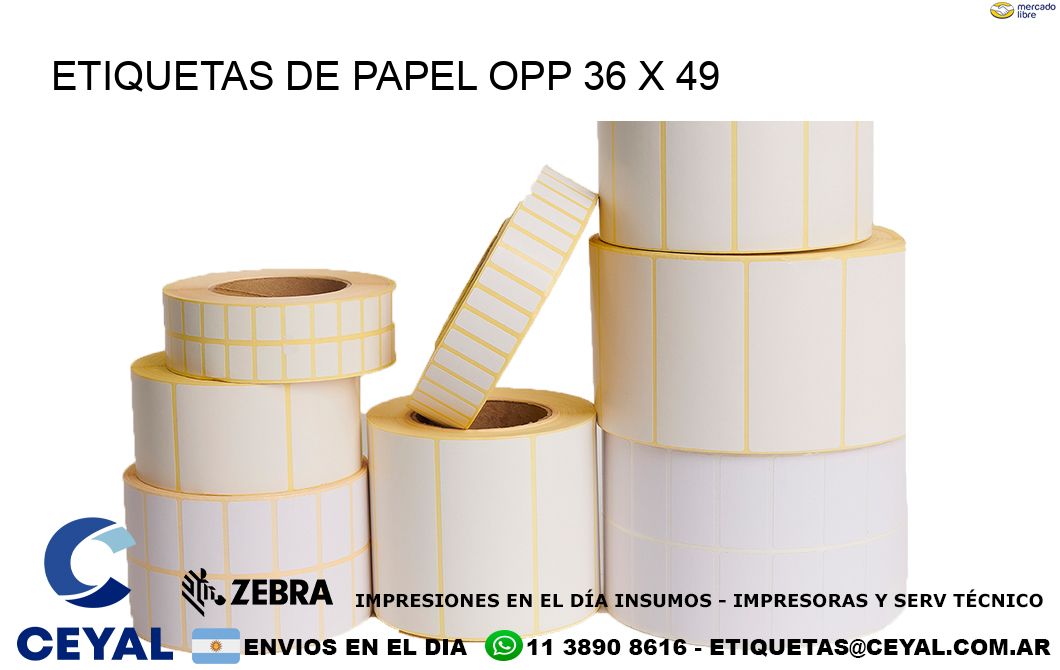 ETIQUETAS DE PAPEL OPP 36 x 49