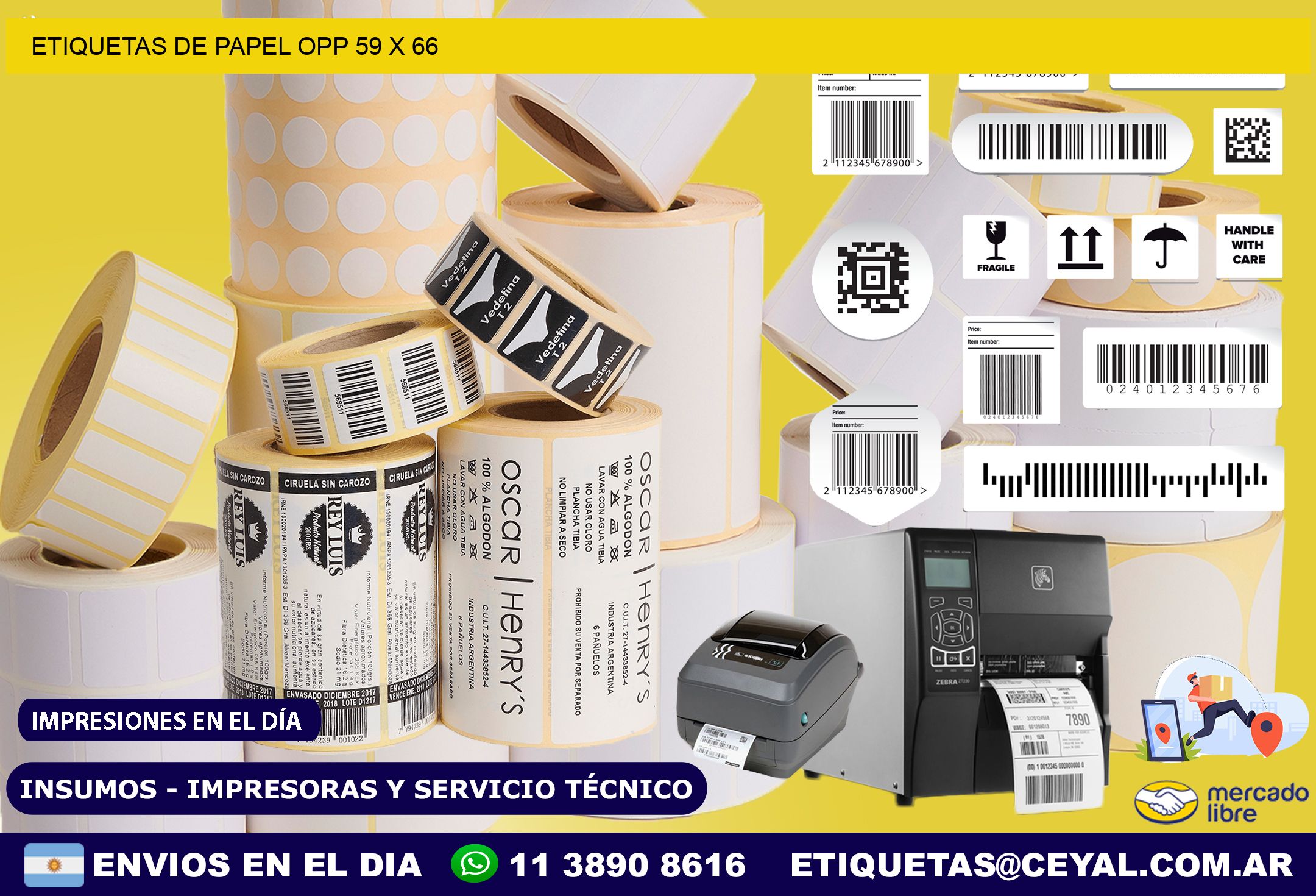 ETIQUETAS DE PAPEL OPP 59 x 66