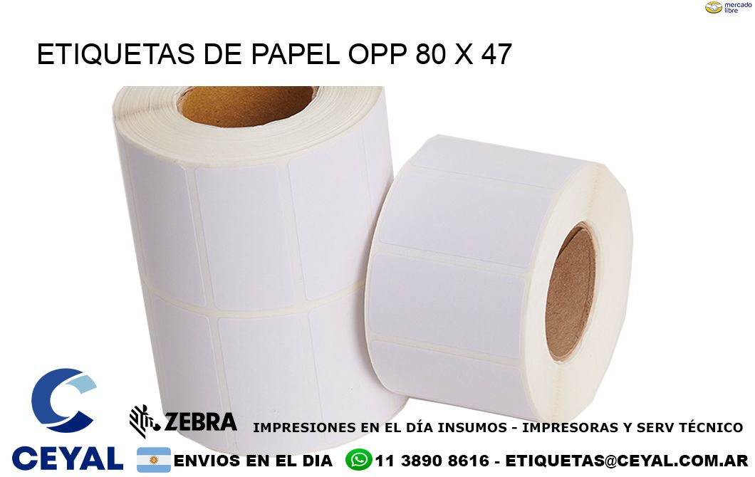 ETIQUETAS DE PAPEL OPP 80 x 47