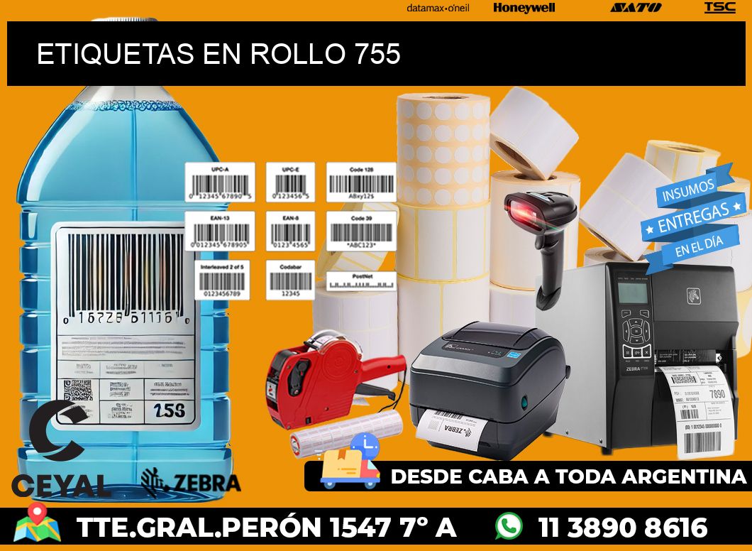 ETIQUETAS EN ROLLO 755