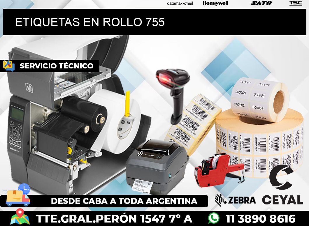 ETIQUETAS EN ROLLO 755