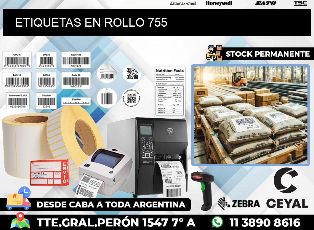 ETIQUETAS EN ROLLO 755