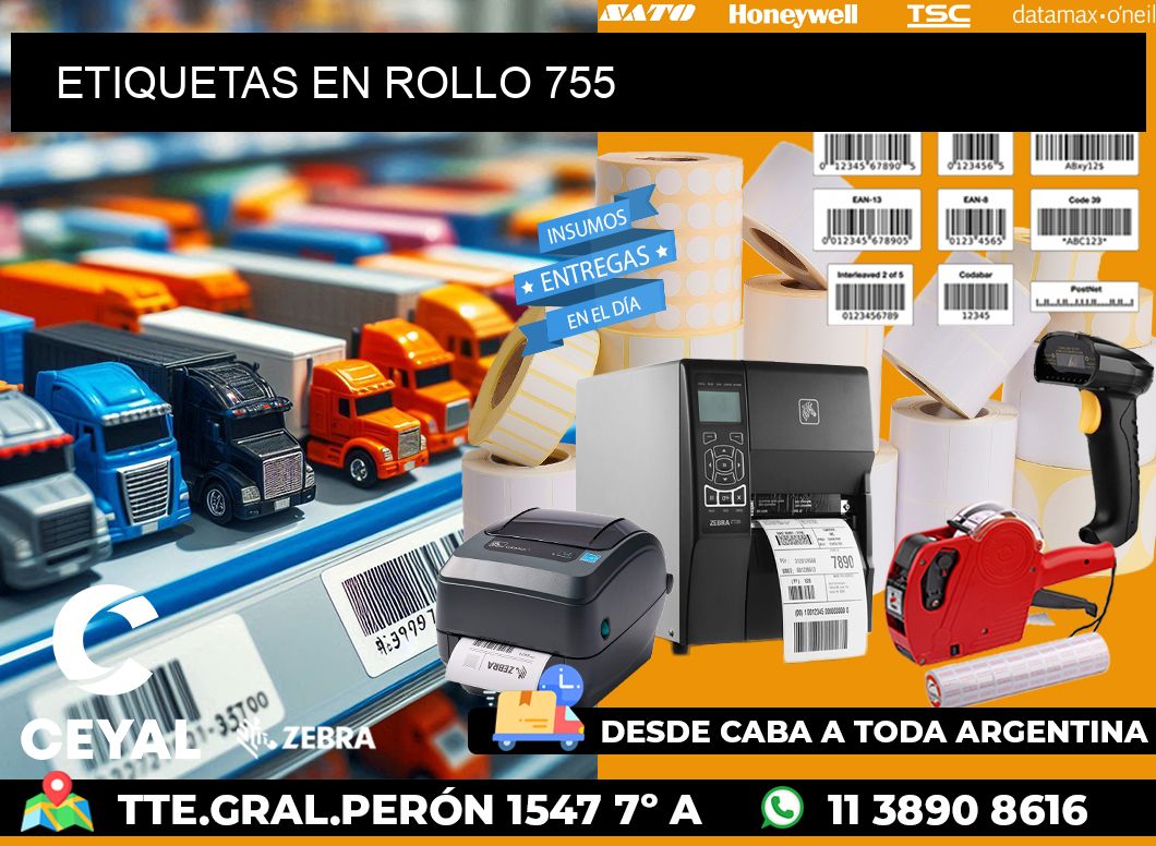 ETIQUETAS EN ROLLO 755