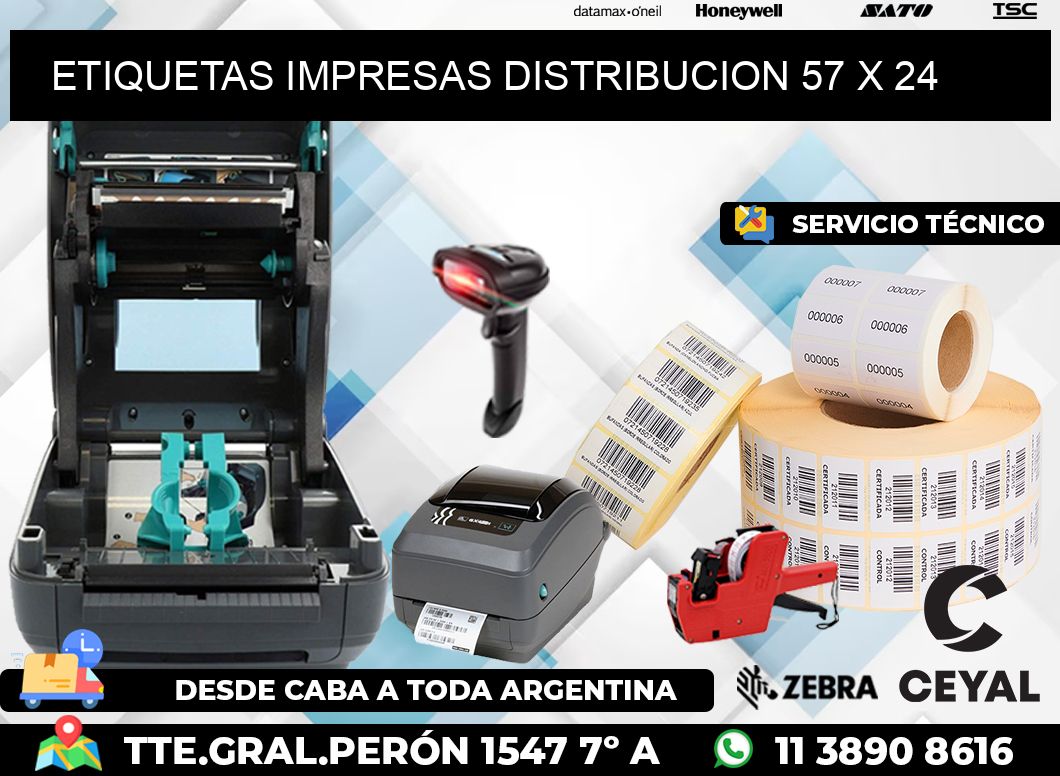 ETIQUETAS IMPRESAS DISTRIBUCION 57 x 24