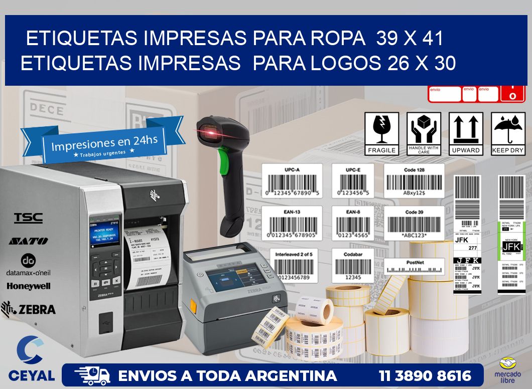 ETIQUETAS IMPRESAS PARA ROPA  39 x 41 ETIQUETAS IMPRESAS  PARA LOGOS 26 x 30