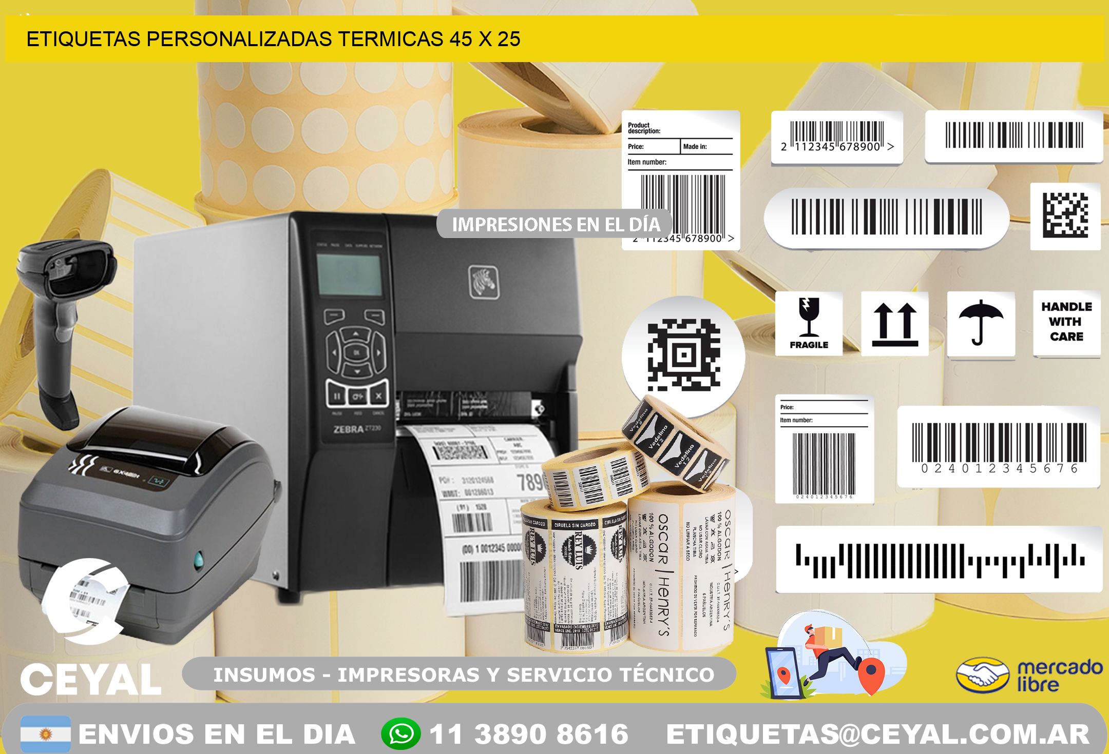 ETIQUETAS PERSONALIZADAS TERMICAS 45 x 25