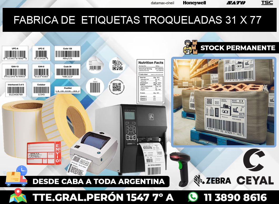 FABRICA DE  ETIQUETAS TROQUELADAS 31 x 77