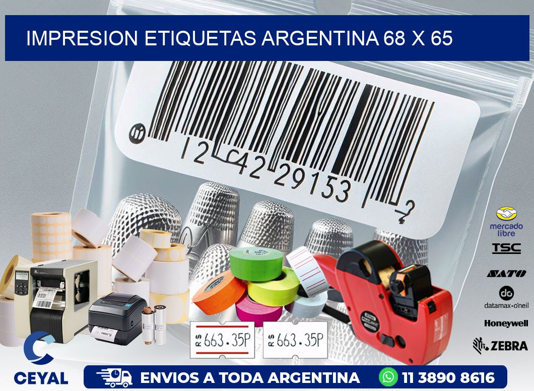 IMPRESION ETIQUETAS ARGENTINA 68 x 65