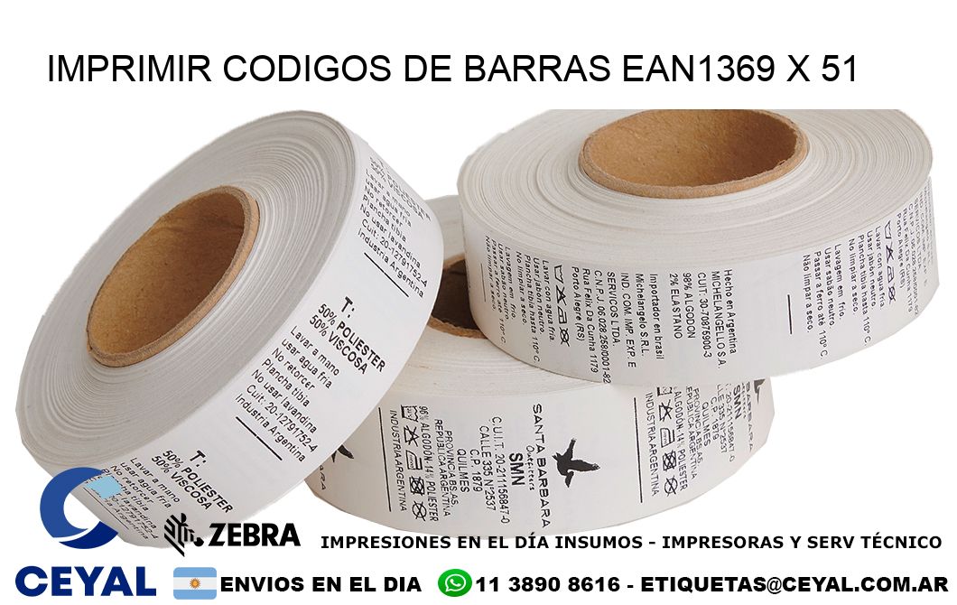 IMPRIMIR CODIGOS DE BARRAS EAN1369 x 51