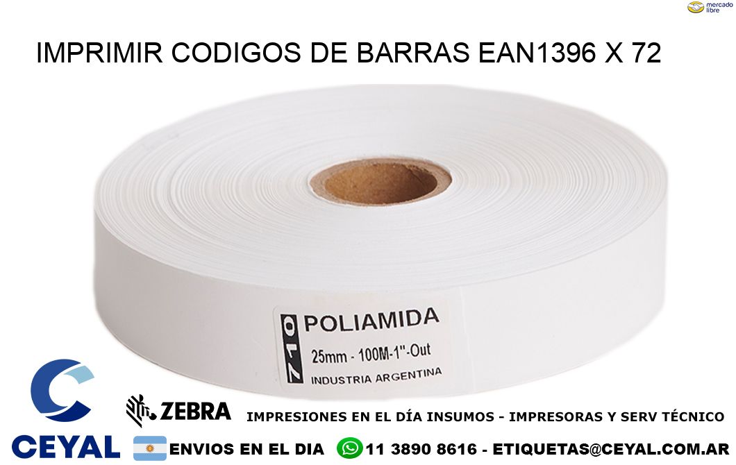 IMPRIMIR CODIGOS DE BARRAS EAN1396 x 72