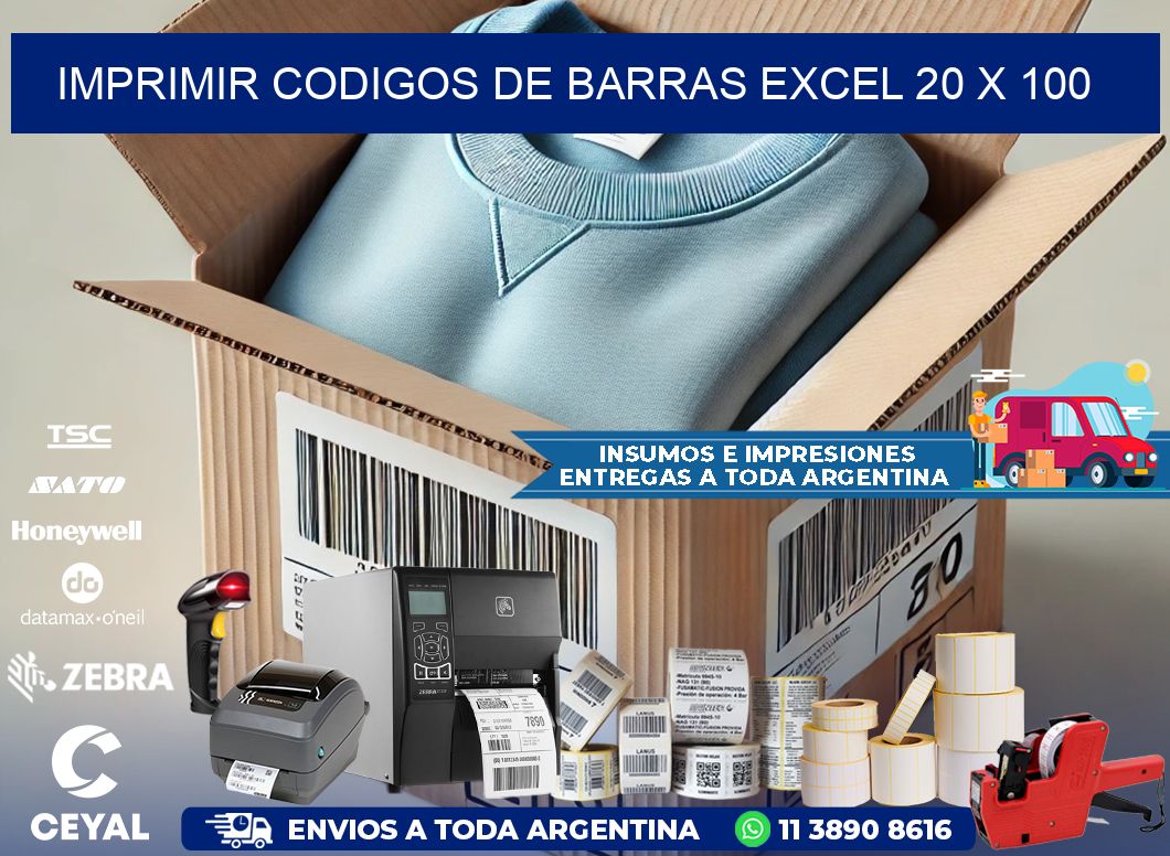 IMPRIMIR CODIGOS DE BARRAS EXCEL 20 x 100