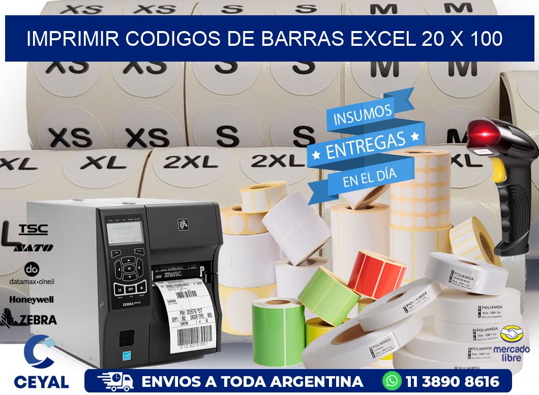 IMPRIMIR CODIGOS DE BARRAS EXCEL 20 x 100