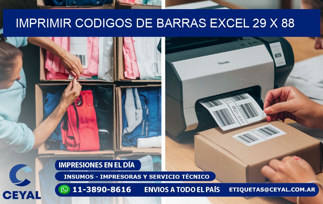 IMPRIMIR CODIGOS DE BARRAS EXCEL 29 x 88