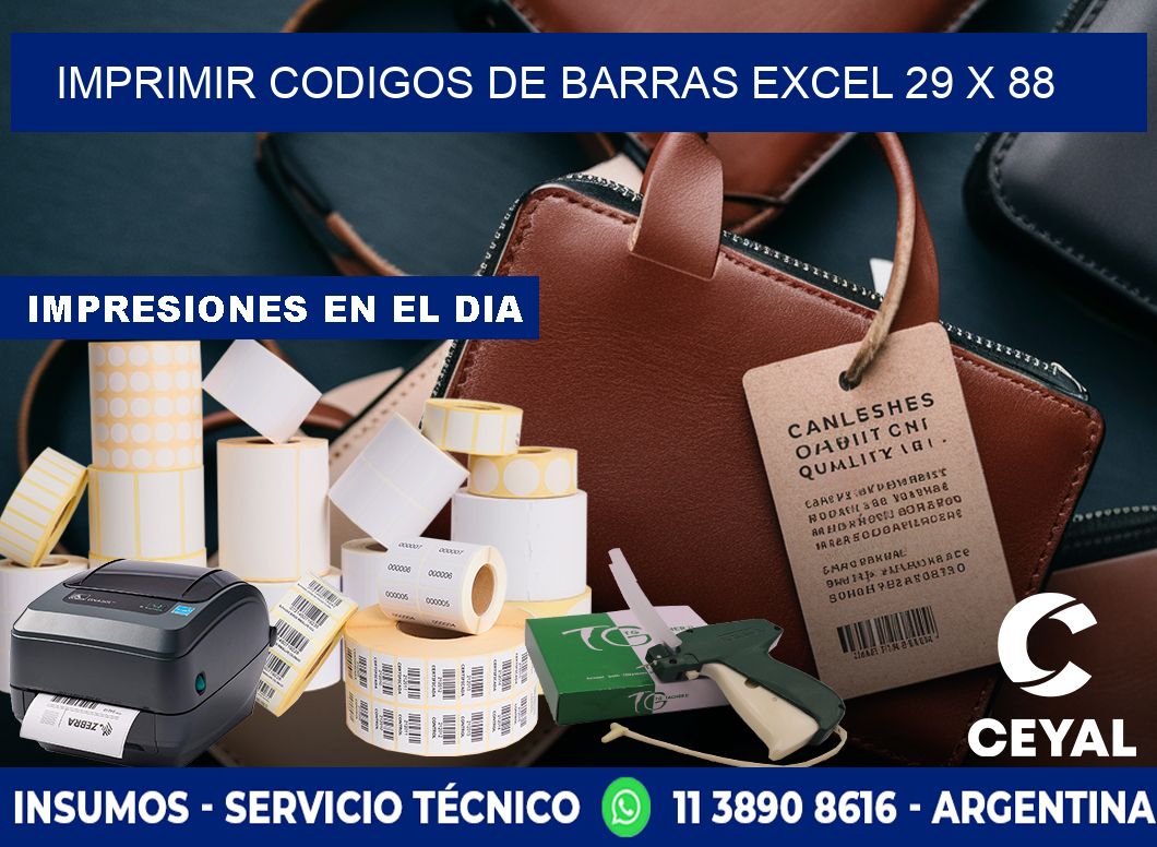 IMPRIMIR CODIGOS DE BARRAS EXCEL 29 x 88