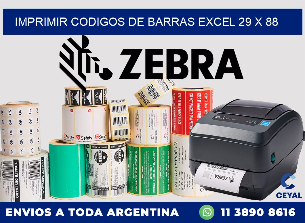 IMPRIMIR CODIGOS DE BARRAS EXCEL 29 x 88