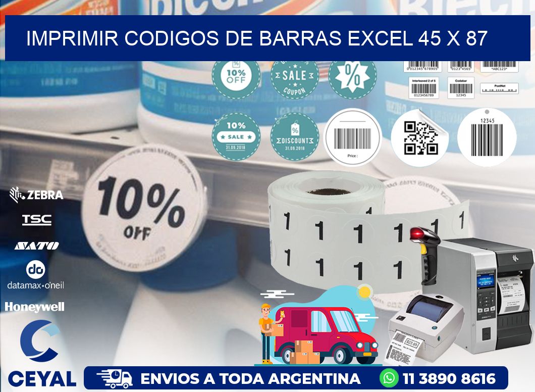 IMPRIMIR CODIGOS DE BARRAS EXCEL 45 x 87