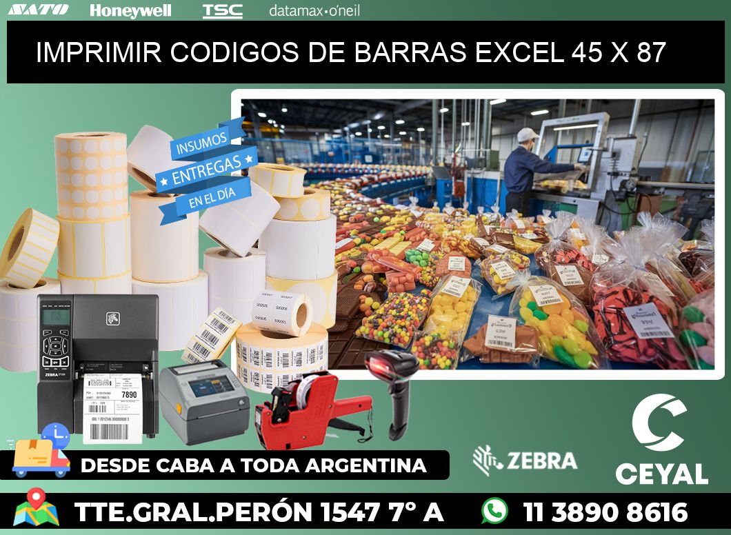 IMPRIMIR CODIGOS DE BARRAS EXCEL 45 x 87