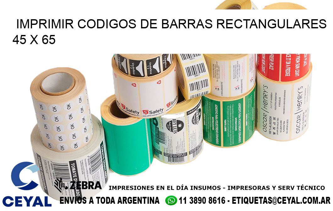 IMPRIMIR CODIGOS DE BARRAS RECTANGULARES 45 x 65