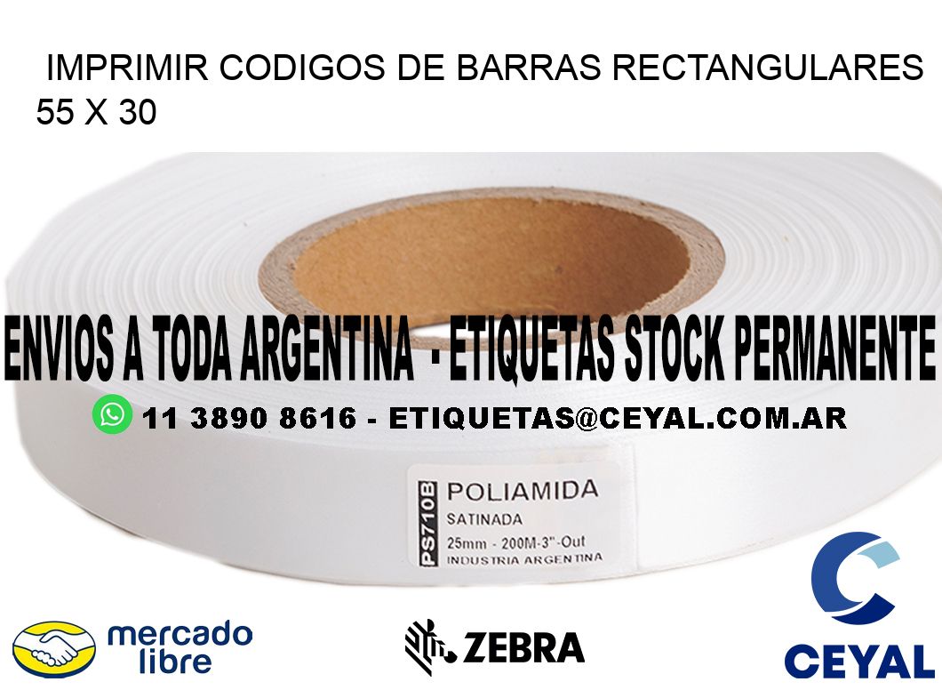 IMPRIMIR CODIGOS DE BARRAS RECTANGULARES 55 x 30