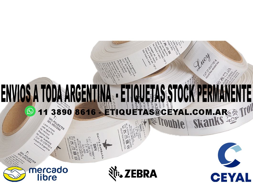 INDUSTRIA ARGENTINA 100 ETIQUETAS IMPRESAS  27 x 46