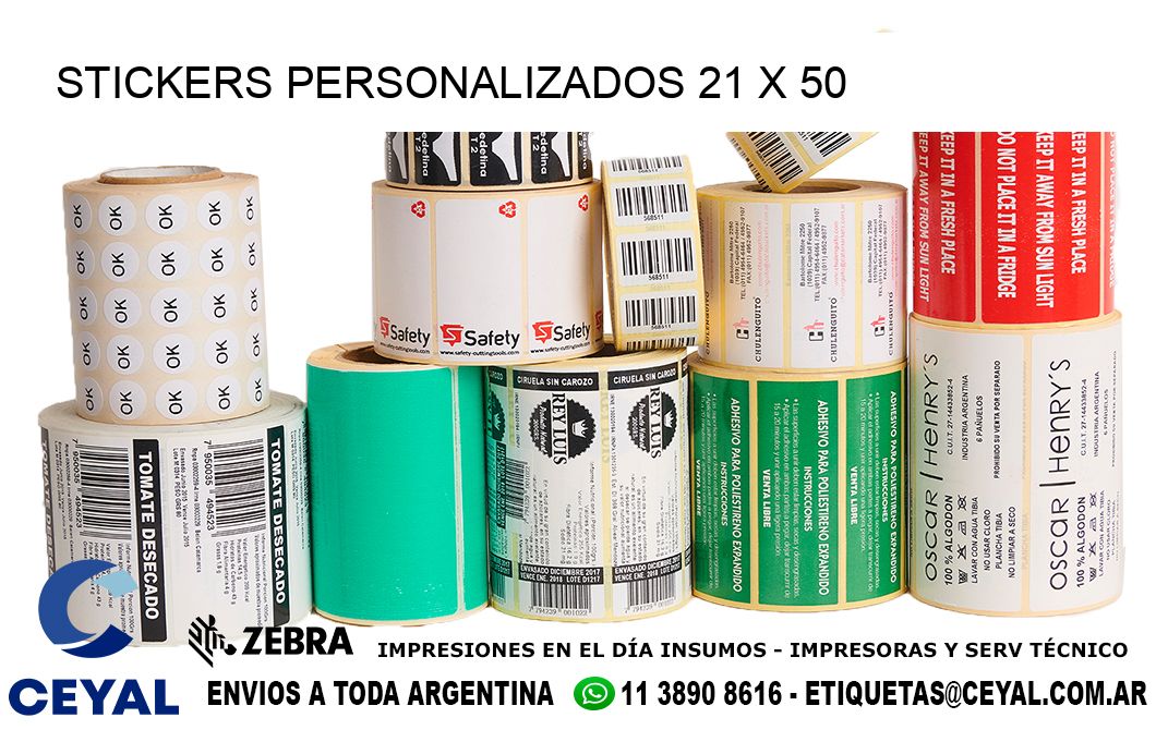 STICKERS PERSONALIZADOS 21 x 50