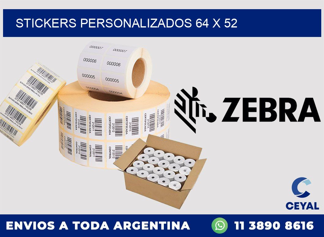 STICKERS PERSONALIZADOS 64 x 52