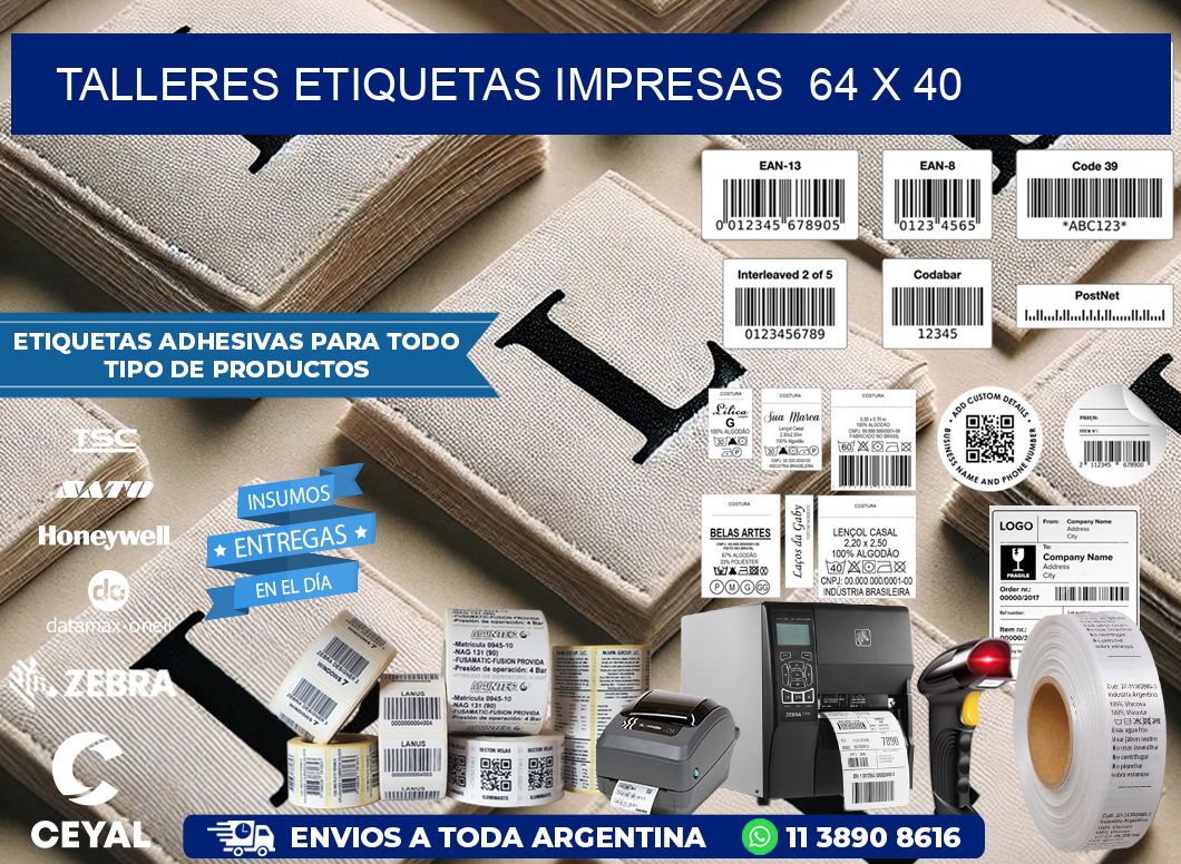 TALLERES ETIQUETAS IMPRESAS  64 x 40