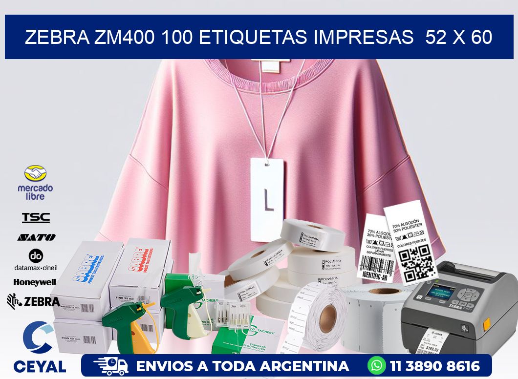 ZEBRA ZM400 100 ETIQUETAS IMPRESAS  52 x 60