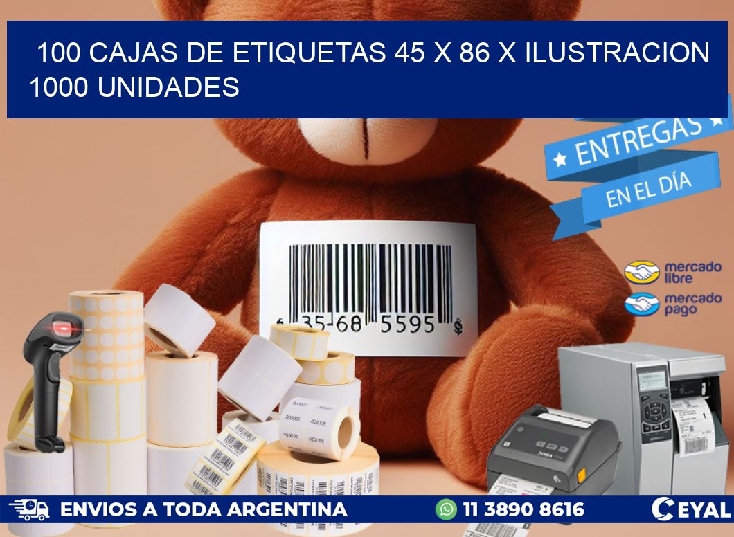 100 CAJAS DE ETIQUETAS 45 x 86 X ILUSTRACION 1000 UNIDADES