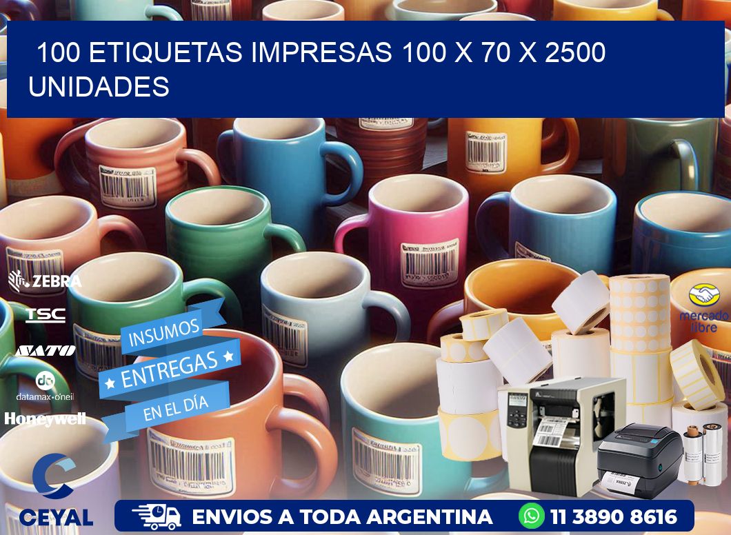 100 ETIQUETAS IMPRESAS 100 x 70 X 2500 UNIDADES