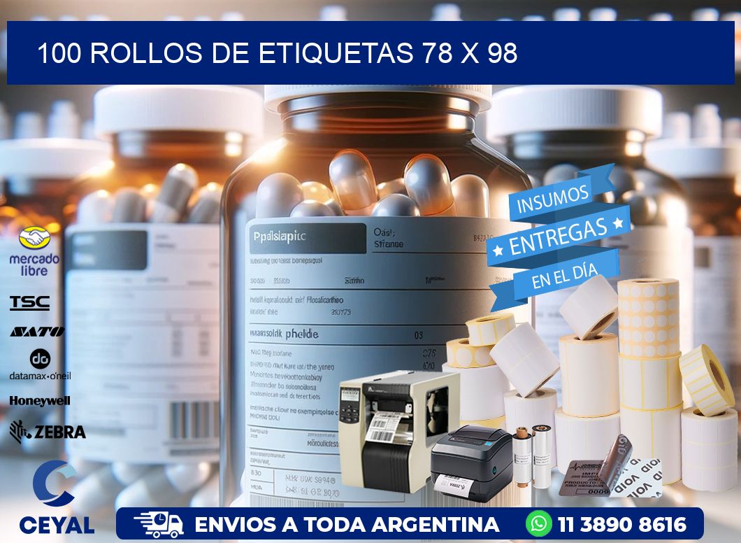 100 ROLLOS DE ETIQUETAS 78 x 98