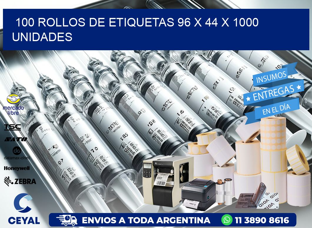 100 ROLLOS DE ETIQUETAS 96 x 44 X 1000 UNIDADES