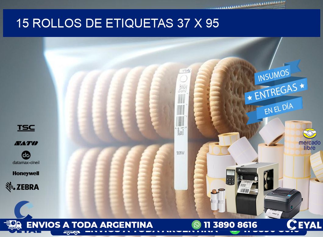 15 ROLLOS DE ETIQUETAS 37 x 95