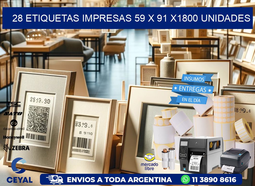 28 ETIQUETAS IMPRESAS 59 x 91 X1800 UNIDADES