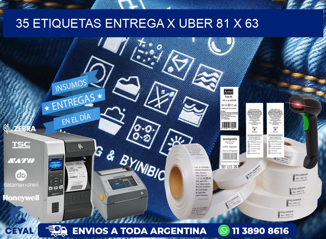 35 ETIQUETAS ENTREGA X UBER 81 x 63