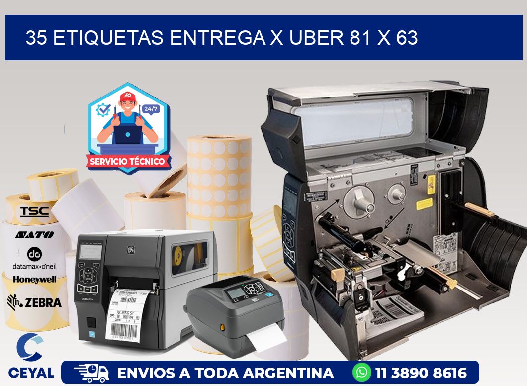 35 ETIQUETAS ENTREGA X UBER 81 x 63