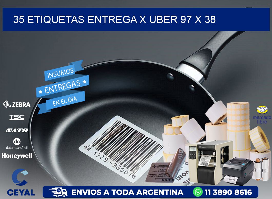 35 ETIQUETAS ENTREGA X UBER 97 x 38