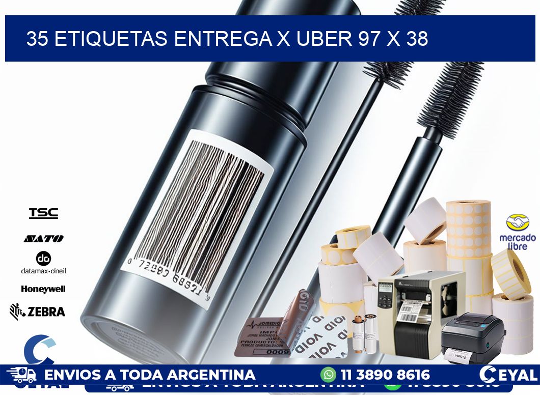 35 ETIQUETAS ENTREGA X UBER 97 x 38