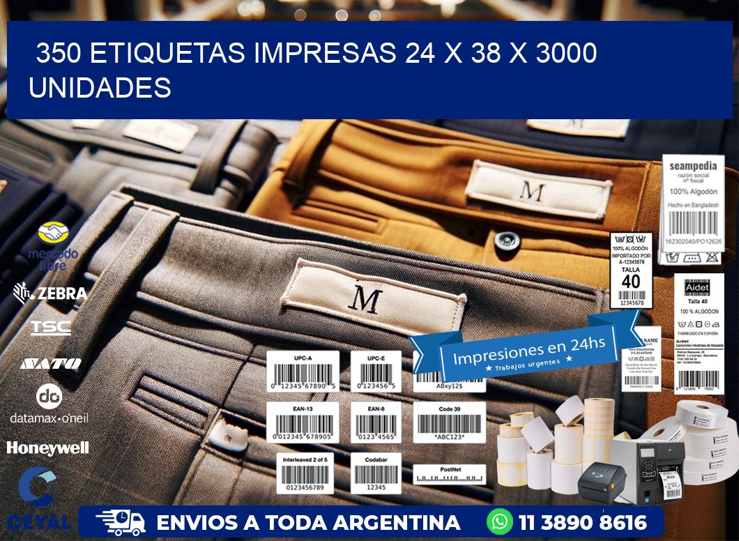 350 ETIQUETAS IMPRESAS 24 x 38 X 3000 UNIDADES