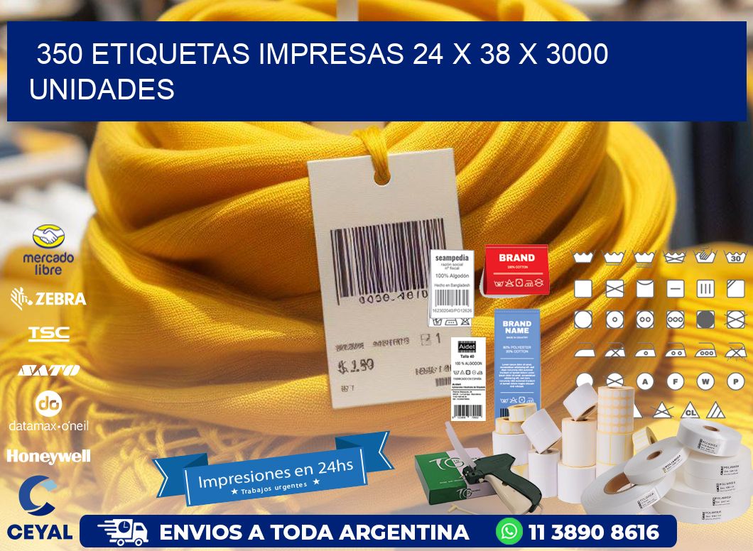 350 ETIQUETAS IMPRESAS 24 x 38 X 3000 UNIDADES