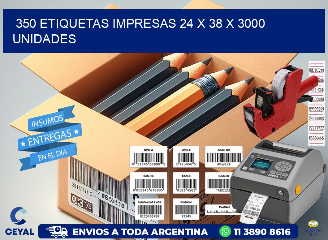 350 ETIQUETAS IMPRESAS 24 x 38 X 3000 UNIDADES